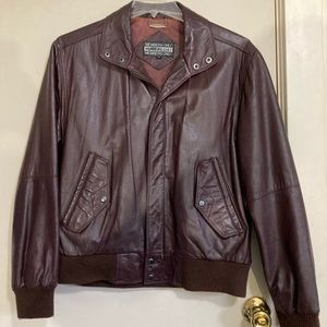Vintage Members Only Leather Brown/Mocha Bomber Jacket Size 42 Large